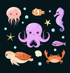 A Set Of Marine Animals