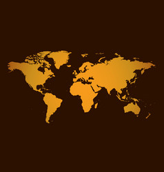 Bright Orange World Map On Dark Brown Background