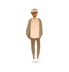 Cartoon Asian Man In Trendy Outfit Isolated