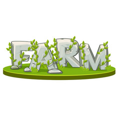 Cartoon Logo Farm From Stone On Island Isometric