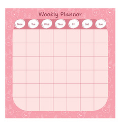 Cute Weekly Planner With Bunny Pattern