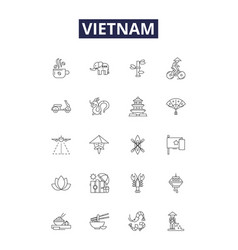 Vietnam Line Icons And Signs Saigon Hanoi