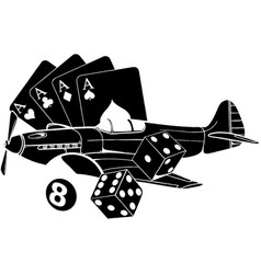 Black Silhouette Of Fighter Airplane With Pub Game