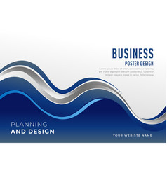 Business Presentation Template In Blue Wavy Style