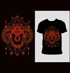 Demon Skull Head With T Shirt Design