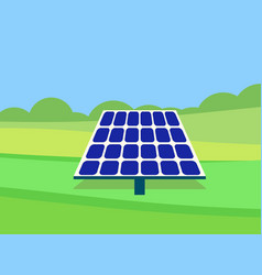 Solar Panel On A Green Field Landscape With A