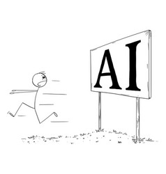 Person Running Terrified By Ai Or Artificial