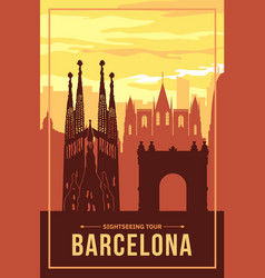 Placard With Famous Barcelona City Scape