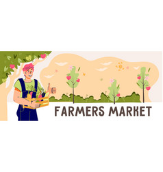 Farmers Market Banner Or Flyer With Farmer