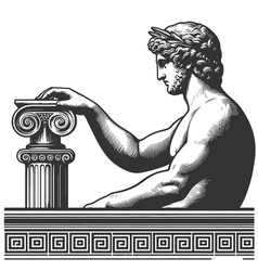 Greek God With Ionic Column In Profile