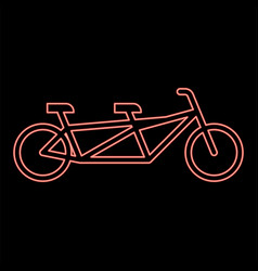 Neon Tandem Bicycle Bike Red Color Image Flat