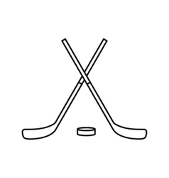 Crossed hockey sticks and puck icon simple style Vector Image