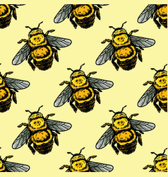 Cute Cartoon Bumble Bee Doodles Seamless Border