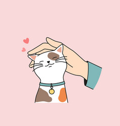 Hand Caress Cute Cat