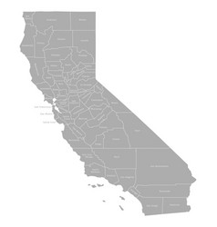 Highly Detailed Gray Map Of California Us State