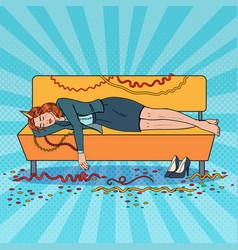 Pop Art Business Woman Sleeping After Party