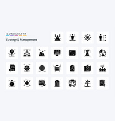 25 Strategy And Management Solid Glyph Icon Pack