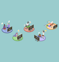 3d Isometric Flat Set Of Video Game Scenes