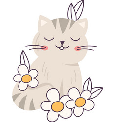 Cat With Flowers