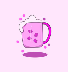 Fizzy Ice Cream Drink In Pink Glass