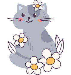 Cat With Flowers