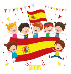 Children Holding Spain Flag