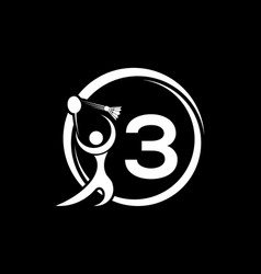 Letter 3 Badminton Logo Concept With Moving