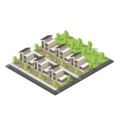 Isometric Complex Suburban Buildings Concept