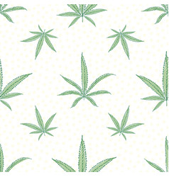 Linocut Style Green Cannabis Leaves With Offset