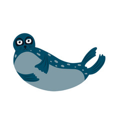 Cute Sea Seal On White Background Cartoon Flat