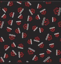 Line House Flood Icon Isolated Seamless Pattern On