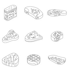 Steak Icons Set Outline