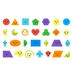 Geometric Figure Shapes Color Cartoon Emoji Set