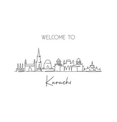 One Single Line Drawing Karachi City Skyline