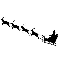 Santa Claus Flying In Reindeer Pulled Sleigh