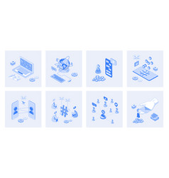 Social Network 3d Isometric Concept Set