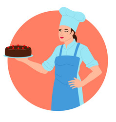 Clip Art Of A Female Chef Proudly Holding