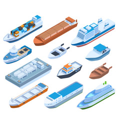 Isometric Commercial Sea Ships Yacht Barge Cruise