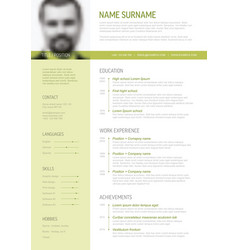 Minimalist Resume Cv Template With Green Accent