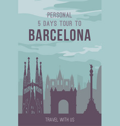 Placard With Famous Barcelona City Scape