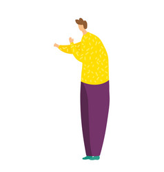 Back View Of A Standing Man Pointing Finger