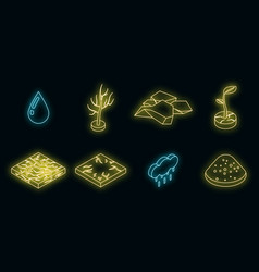 Drought Icons Set Neon