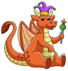 Mardi Gras Jester Dragon Cartoon Colored Clipart