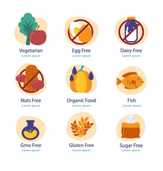 Flat Design Food Allergy Label Set