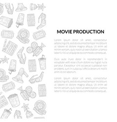 Cartoon cinema elements movie theater popcorn Vector Image