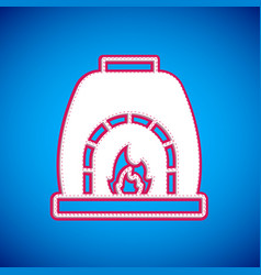 White Blacksmith Oven Icon Isolated On Blue