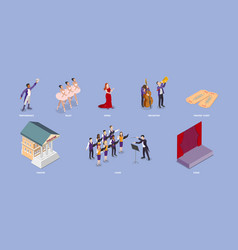 3d Isometric Flat Set Of Opera Scenes