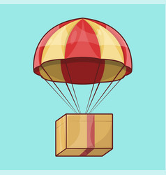 Delivery Package On Parachute Falling Box