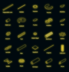 Fusilli Pasta Icons Set Neon