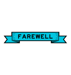 Ribbon Label Banner With Word Farewell In Blue